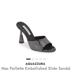 Aquazzura Black and Silver Embellished Heels